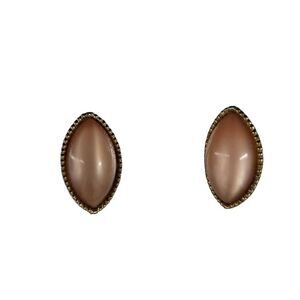 Vintage Mauve Moonglow Screw Back Clip-On Earrings | Gold Tone